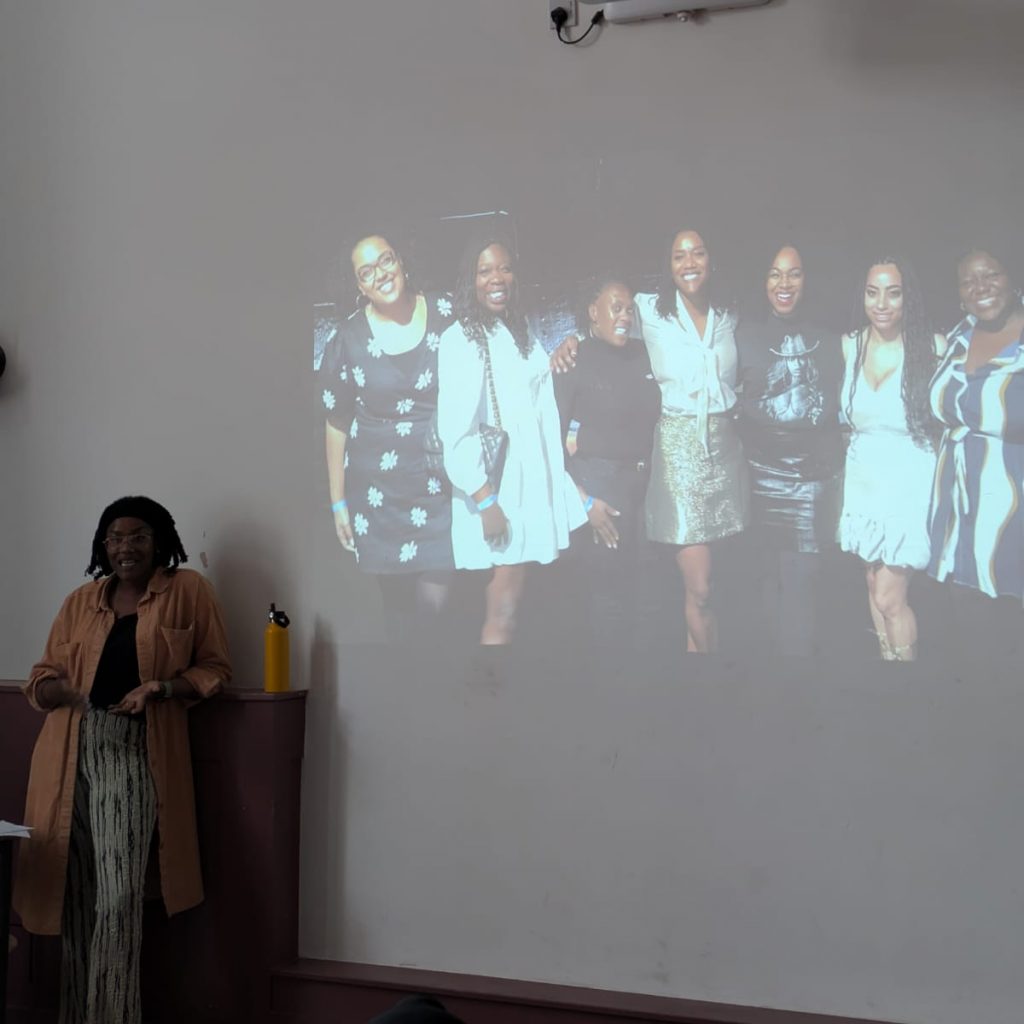 A woman doing a presentation